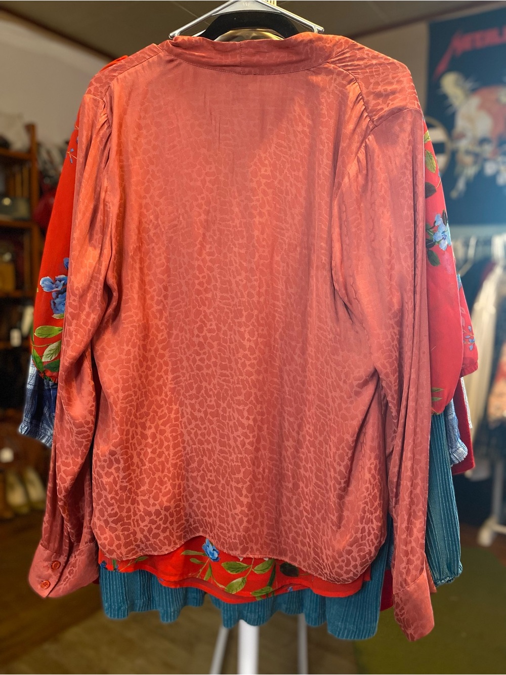 Halogen Rose-Red Textured V-Neck Blouse - Picture 6 of 6